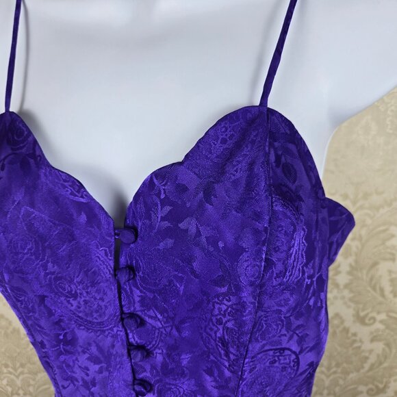 Victoria's Secret Size P Purple Jacquard Chemise Adjustable Straps Button Front - Picture 2 of 10